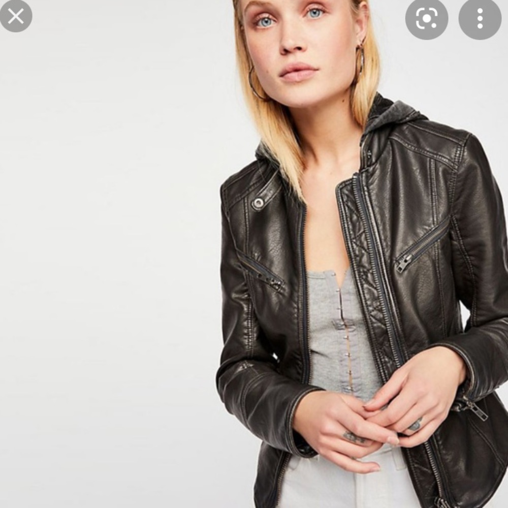 Free People Vegan Leather Monroe Moto Jacket